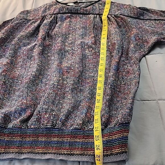 Vintage Umi Collections by Anne Grimm's long Sleeve multi colored top 100% Silk - Picture 7 of 9